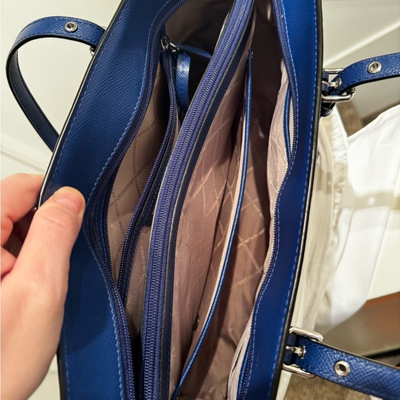 Michael Kors Blue and Gray Monogram Handbag - Picture 6 of 10